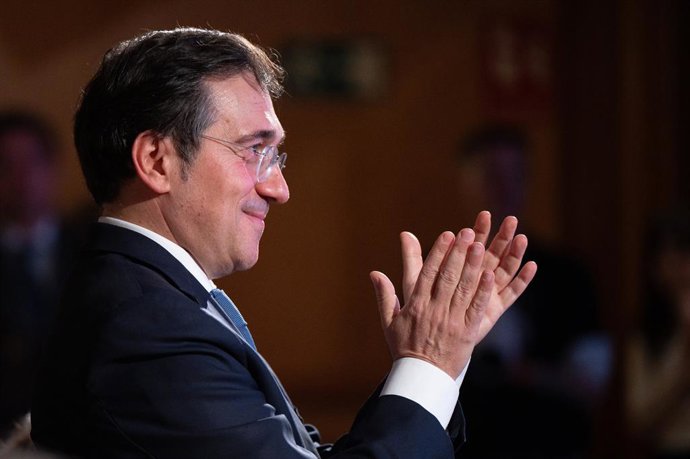 Archivo - Arquivo - 9 de fevereiro de 2026, Madri, Espanha: O ministro das Relações Exteriores, José Manuel Albares, durante a homenagem a Nicolás Sánchez Albornoz no Instituto Cervantes.