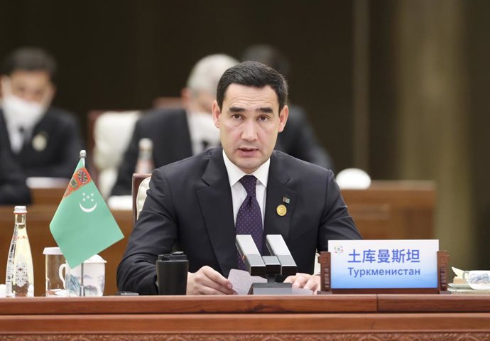 Archivo - Arquivo - XI'AN, 19 de maio de 2023 -- O presidente do Turcomenistão, Serdar Berdimuhamedov, discursa durante a primeira Cúpula China-Ásia Central em Xi'an, na província de Shaanxi, noroeste da China, em 19 de maio de 2023. A primeira Cúpula Chi