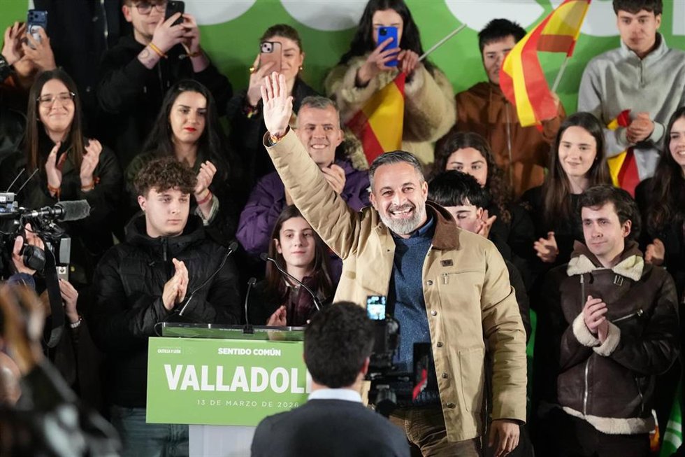El presidente de VOX, Santiago Abascal, cierra la campaña de VOX a 13 de marzo de 2026, en Valladolid, Castilla y León (España). 