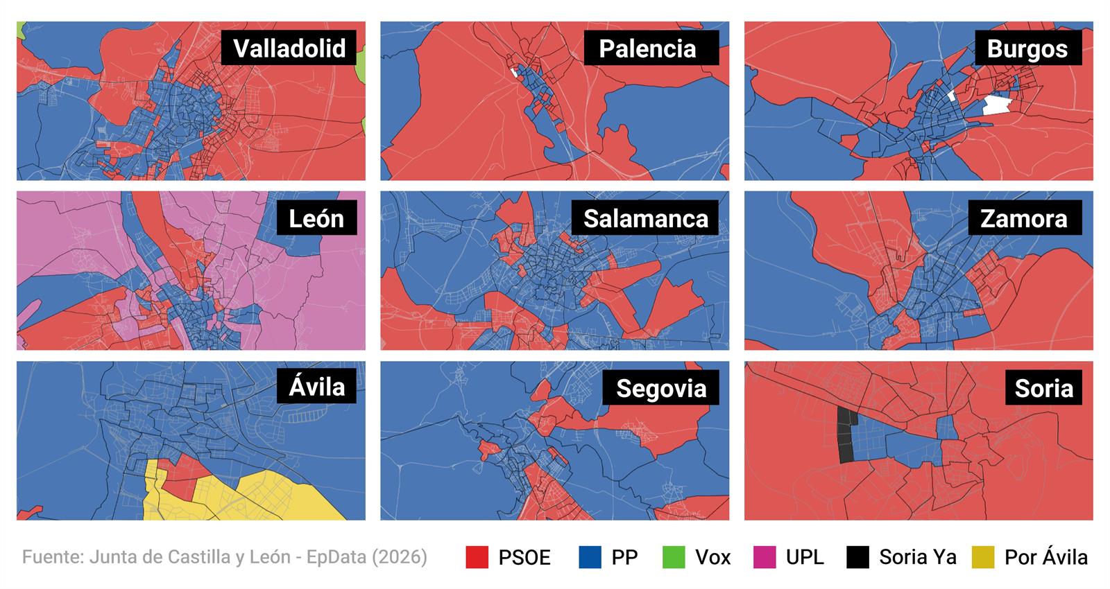 Resultados elecciones Castilla y León 2026, calle a calle