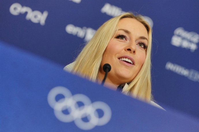 Archivo - La esquiadora Lindsey Vonn, en rueda de prensa en los Juegos Olímpicos de Invierno Milán-Cortina d'Ampezzo 2026. 