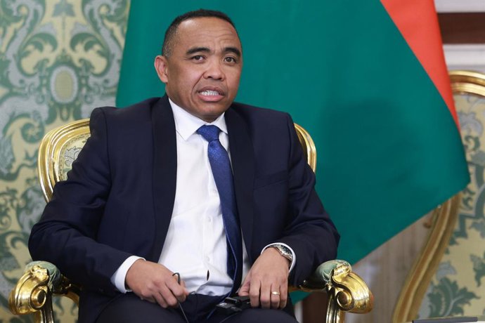 RUSSIA, MOSCOW - FEBRUARY 19, 2026: Interim President of Madagascar Colonel Michael Randrianirina during a meeting with President of Russia Vladimir Putin at the Moscow Kremlin