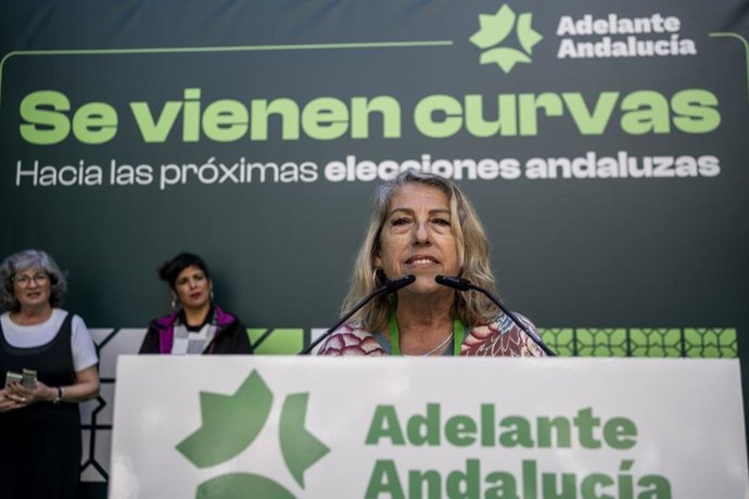 Archivo - La candidata onubense de Adelante Andalucía a las próximas elecciones andaluzas, Mari García, en una foto de archivo.