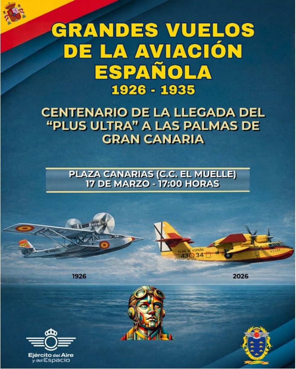 El Ejército del Aire conmemorará este martes el centenario de la llegada del 'Plus Ultra' a Gran Canaria