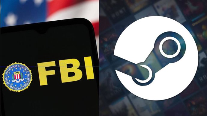 Ilustración con los logos del FBI y de Steam.