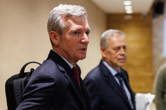 El presidente de la Xunta, Alfonso Rueda, en la conferencia de prensa posterior a la reunión semanal de su Ejecutivo.