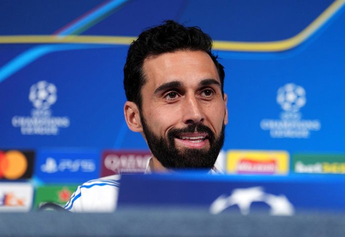 16 March 2026, United Kingdom, Manchester: Real Madrid manager Alvaro Arbeloa attends press conference at the Etihad Stadium, ahead of Tuesday's UEFA Champions League round of 16 second leg soccer match against Manchester City. Photo: Martin Rickett/PA Wi