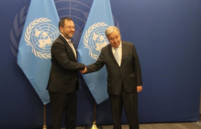 Archivo - September 28, 2024, New York City, New York: (NEW) Photo Opportunity with the UN Secretary-General Antonio Guterres during UNGA79. September 28, 2024, New York, USA : The Secretary-General, Antonio Guterres with H.E. Mr. Yvan Gil Pinto, Minister