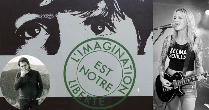 El autor  junto a un póster original del Mayo del 68