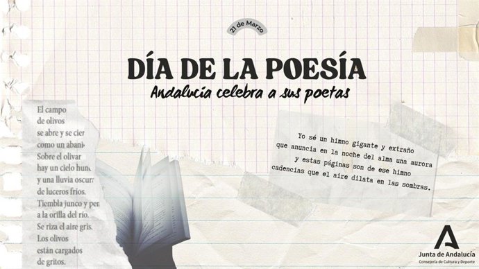 La Consejería de Cultura de la Junta de Andalucía celebra el Día de la Poesía con recitales, talleres, encuentros y exposiciones.