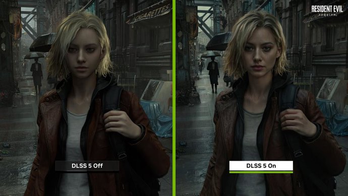 Apresentação da tecnologia DLSS 5 da Nvidia em Resident Evil: Requiem.