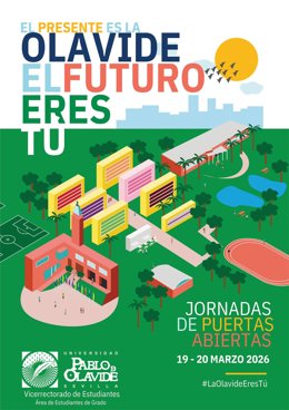 Cartel de las jornadas de puertas abiertas de la Universidad Pablo de Olavide de Sevilla