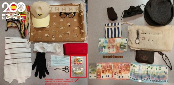 Objetos incautados a las tres detenidas en Burgos.