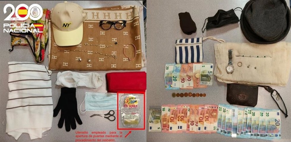 Objetos incautados a las tres detenidas en Burgos.