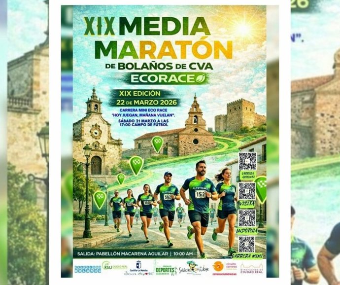 Cartel de la Media Maratón de Bolaños de Calatrava.