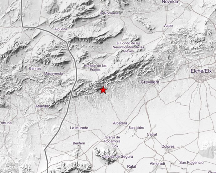 Registrado un terremoto de magnitud 2,5 en Hondón de los Frailes