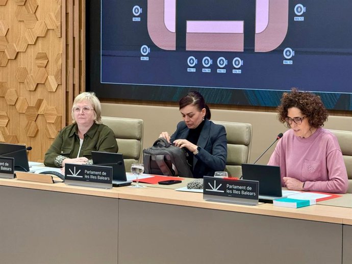 La directora general de Función Pública, María Violeta Rodríguez, (izquierda) durante su comparecencia en el Parlament.