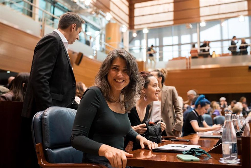 La portavoz de Más Madrid en la Asamblea de Madrid, Manuela Bergerot, durante un pleno en la Asamblea de Madrid