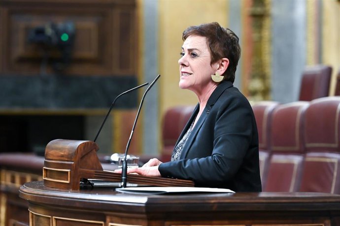 La portavoz de EH Bildu en el Congreso, Mertxe Aizpurua, interviene durante una sesión plenaria en el Congreso de los Diputados, a 17 de marzo de 2026, en Madrid (España). 