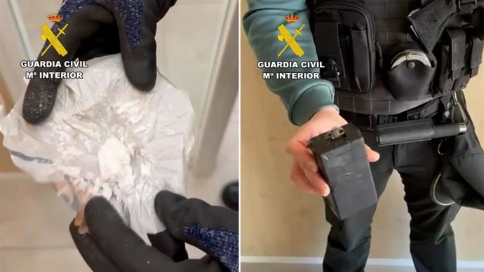 Droga y el taser artesanal intervenidos al detenido en Las Merindades (Burgos).