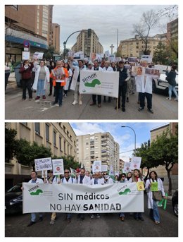 Manifestaciones de médicos en Cáceres y en Badajoz