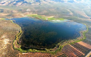 Vista aérea de Laguna del Salobral, ubicada en el término municipal de Luque.