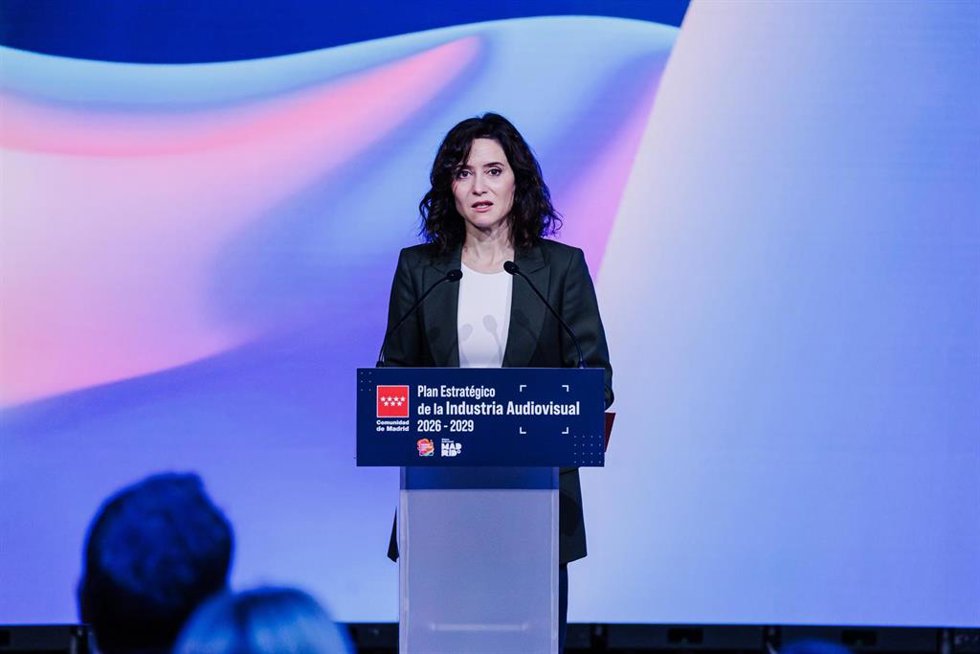 Archivo - La presidenta de la Comunidad de Madrid, Isabel Díaz Ayuso, presenta el Plan Audiovisual del Gobierno regional, en Madrid Content City, a 12 de diciembre de 2025, en Tres Cantos, Madrid (España). 