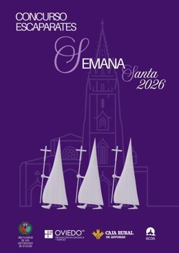 Cartel del Concurso de Decoración de Escaparates de Semana Santa 2026 de Oviedo.