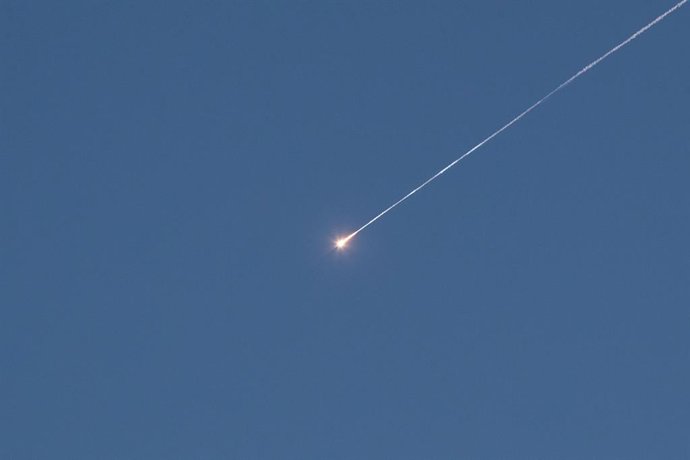 JERUSALEM, March 17, 2026  -- Missile debris falls after Israeli air defense systems launched interceptor missiles over Jerusalem, March 17, 2026.