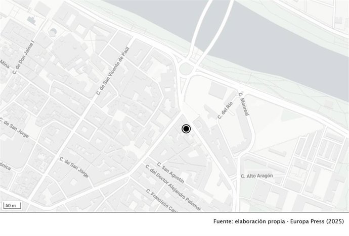 Ubicación del edificio desalojado de la calle Arcas, 6 en Zaragoza