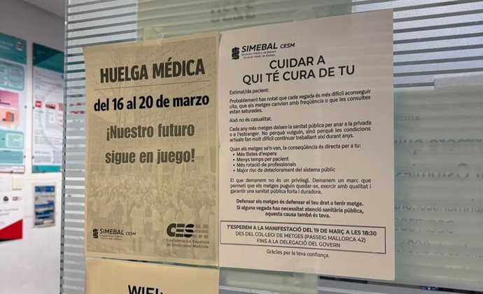 Cartel sobre la huelga médica