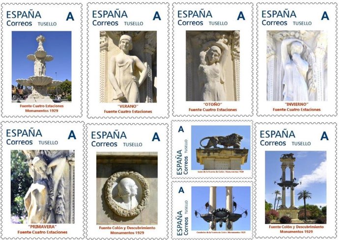 Nuevos sellos personalizados 'Monumentos del 29', presentados en la oficina principal de Correos.