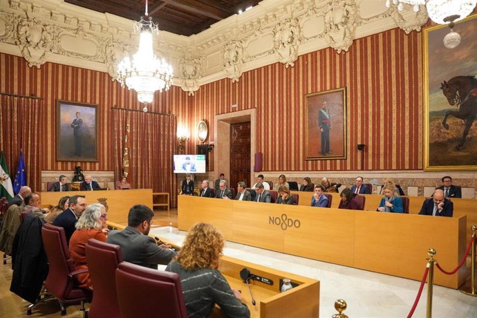 Archivo - Celebración de un Pleno Extraordinario del Ayuntamiento de Sevilla. 