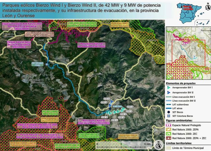 El Gobierno rechaza el proyecto Parques Eólicos Bierzo Wind I y Bierzo Wind II al declarar desfavorable el informe de impacto ambiental.