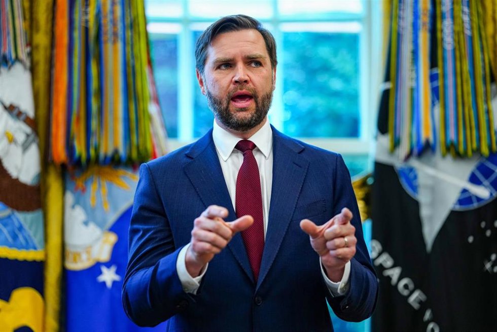 El vicepresidente de EEUU, JD Vance, durante un acto en el Despacho Oval.