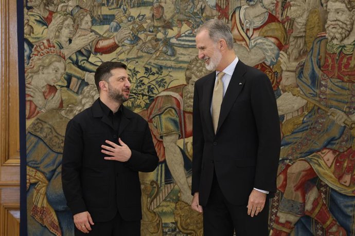 Rey Felipe.- El Rey recibe a Zelenski en la Zarzuela durante su cuarta ...