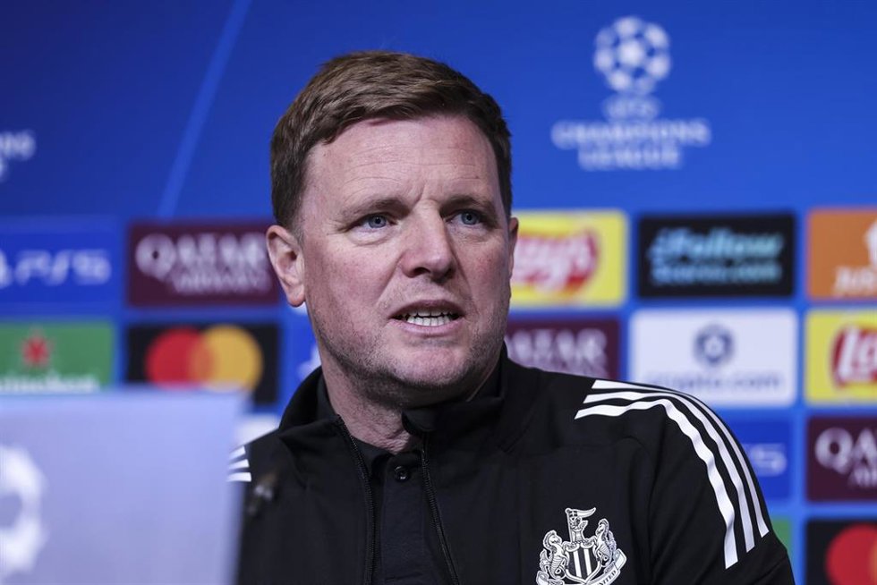 El entrenador del Newcastle, Eddie Howe, en rueda de prensa en Barcelona