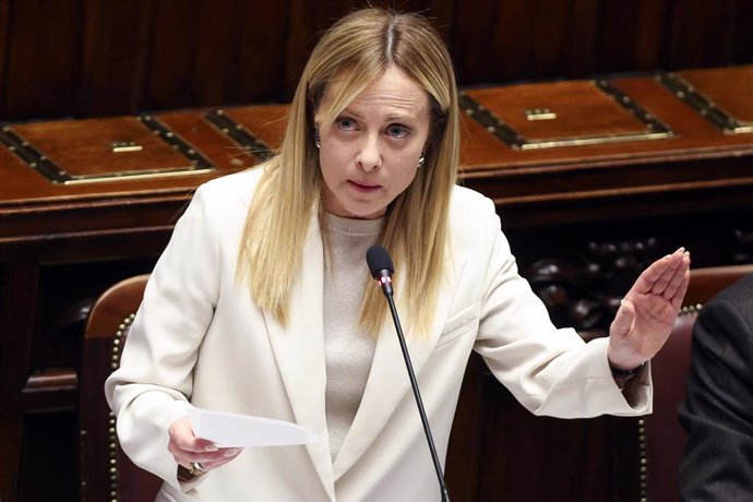 11 de março de 2026, Roma, Itália: A primeira-ministra italiana Giorgia Meloni discursa na Câmara dos Deputados. A primeira-ministra italiana Giorgia Meloni discursou na Câmara dos Deputados, em Montecitorio, antes da reunião do Conselho Europeu de 19 e 2