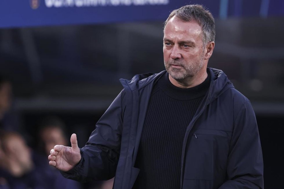 Hansi Flick, entrenador del FC Barcelona, en el partido de Champions contra el Newcastle en el Spotify Camp Nou