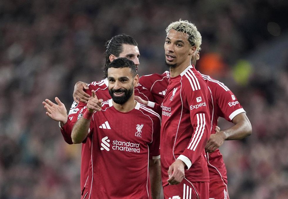 Mohamed Salah celebra un gol con el Liverpool.