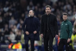 Diego Simeone, head coach of Atletico de Madrid, looks on during the UEFA Champions League 2025/26 Round of 16 Second Leg match between Tottenham Hotspur and Atletico de Madrid at Tottenham Hotspur Stadium on March 18, 2026, in London, England.