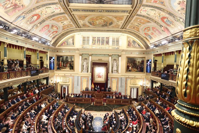 Hemiciclo durante el acto institucional ‘Nuestra constitución más longeva’, en el Congreso de los Diputados, a 17 de febrero de 2026, en Madrid (España).