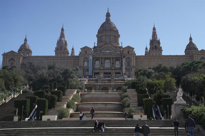 La fachada exterior del MNAC, durante la presentación de la ampliación del museo MNAC, a 9 de marzo de 2026, en Barcelona