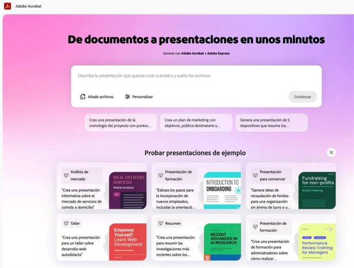 La herramienta de Generar presentaciones en Adobe Acrobat Studio.