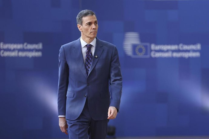 El presidente del Gobierno, Pedro Sánchez, a su llegada a la cumbre del Consejo Europeo que se celebra este jueves en Bruselas (Bélgica).