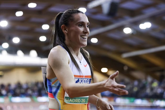 Archivo - Arquivo - Paula Sevilla, da Espanha, compete nos 400 m feminino durante o World Athletics Indoor Tour Gold Madrid 26, no Polideportivo Gallur, em 6 de fevereiro de 2026, em Madri, Espanha.