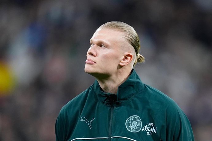 El delantero del Manchester City Erling Haaland, ante el Real Madrid en Champions 2025/26.