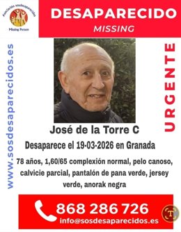 Cartel distribuido por SOS Desaparecidos.