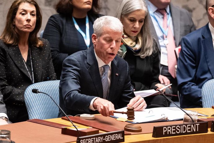 5 de março de 2026, Nova York, Nova York, EUA: Chris Wright, Secretário de Energia dos EUA, preside a reunião do Conselho de Segurança sobre “Energia, minerais essenciais e segurança” na sede da ONU em Nova York, NY, em 5 de março de 2026. Os EUA ocupam a