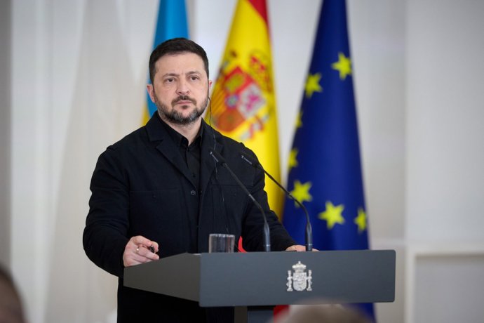 El presidente ucraniano, Volodimir Zelenski, en Madrid